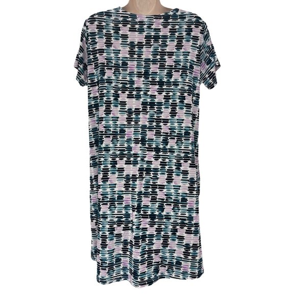 Size Large GEOMETRIC PRINT DRESS W/POCKETS Spring Summer Vacation Beach Party‎ - Picture 3 of 3